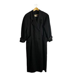 Mannequin Vintage Women's Black 100% Wool Double Breasted Trench Coat